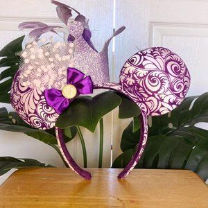 Disney Mickey Ears with Purple Crown and Velvet Details